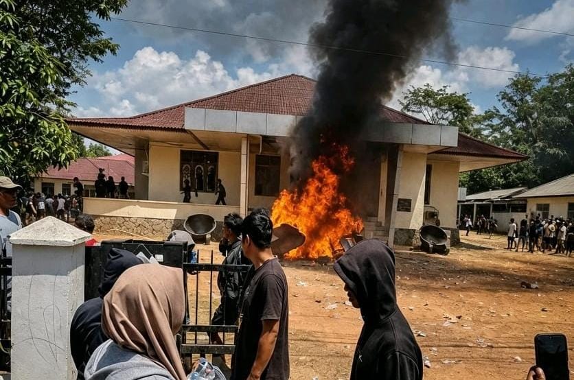 Kemarahan Penambang Timah Belitung Timur, Dua Gedung PT Timah Terbakar. IMG-20260808-WA0189.jpg